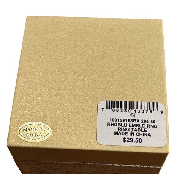 NWT  Charter Club Emerald Cut Crystal Ring in Gold plated - Pink size 6 - Picture 3 of 4